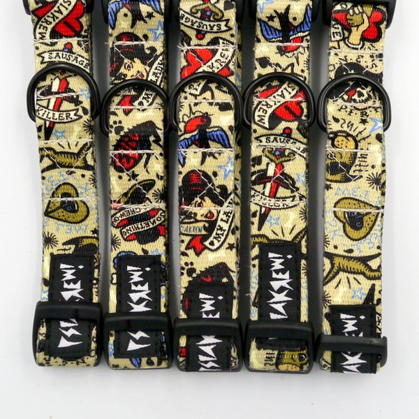 Dog Collar Psiakrew Dog Tattoo Flash, 2 cm 0.78" wide, for smaller dogs