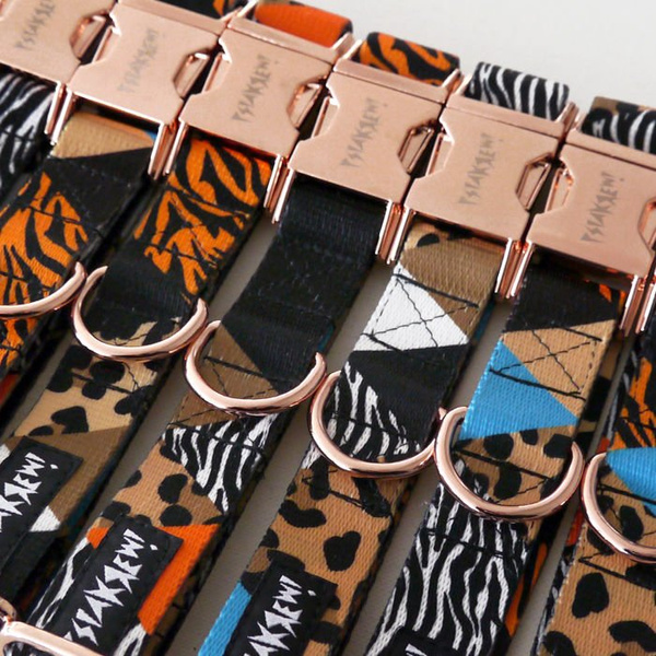 Dog Collar Psiakrew Wild Animals 2.5 cm, 1"  wide, pink gold