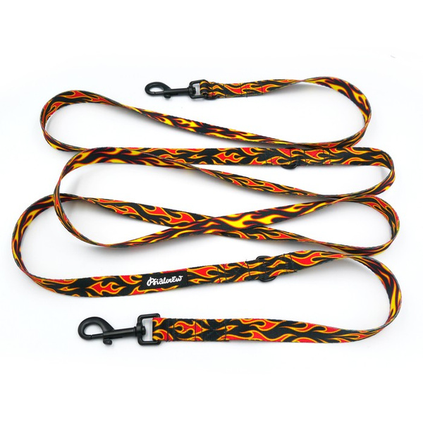 Smycz dla psa długa przepinana Dog On Fire Psiakrew, szer. 2 cm, karabińczyk czarny 7cm