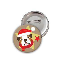 Hund Englische Bulldogge Weihnachtsabzeichen Psiakrew Button Badzyk 25mm