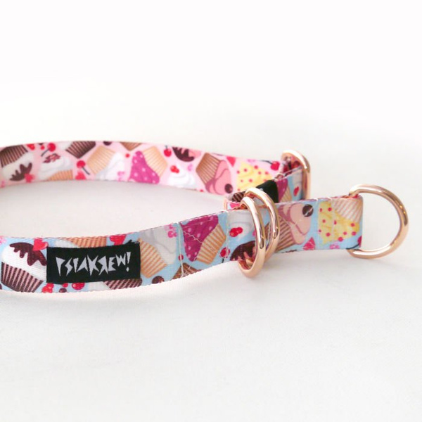 Half-choke collar Hot Sweetness, 2.5 cm wide, medium and big dogs, rose gold