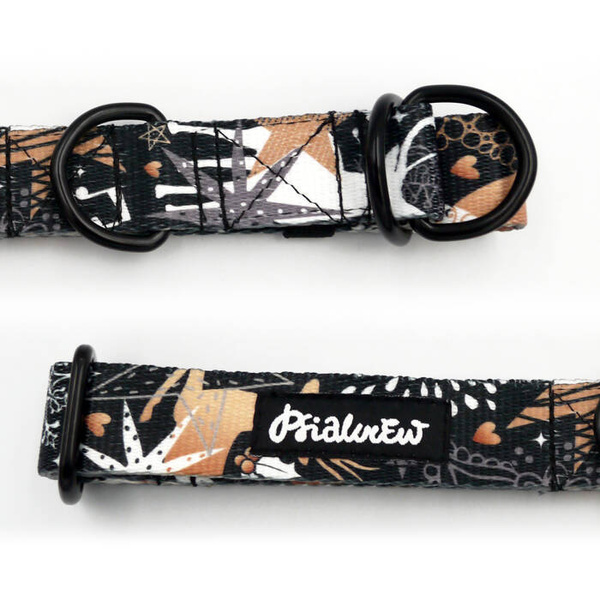 Half-choke collar Deer Calls, 2.5 cm wide, medium and big dogs, black extras