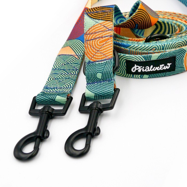 Dog Leash Geo Snake width 2.5 cm, 1" wide, snap hook black 6cm