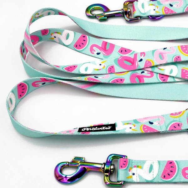 Dog Leash -Azure Pool, width 2.5 cm, 1"  wide, holo snap hook 8cm, Psiakrew