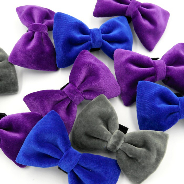 Velvet Purple bow tie for a dog an elegant ornament for special occasions, attached to the collar