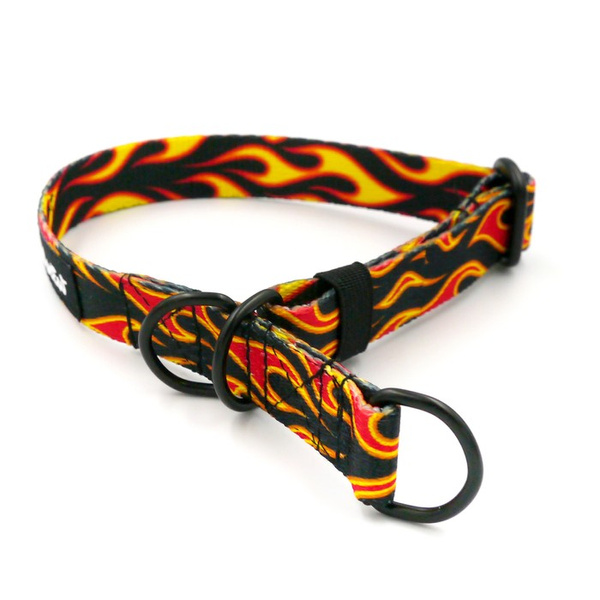 Half-choke collar Dog On Fire, 2 cm wide, for small dogs, black extras