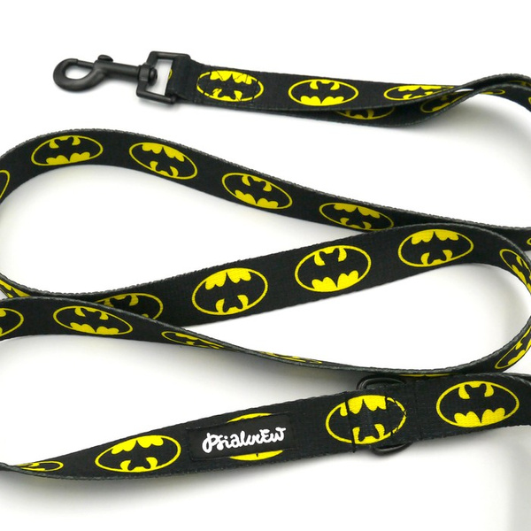 Dog Leash Batdog width 2.5 cm, 1" wide, black snap hook 6 cm