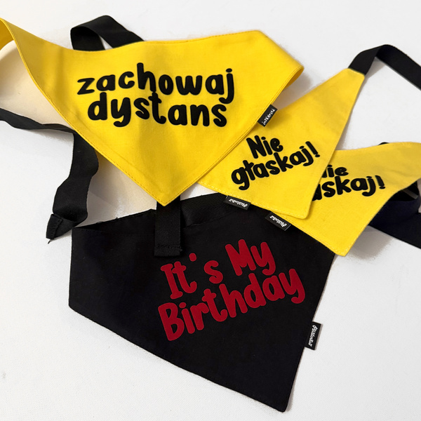 Bandana IT'S MY BIRTHDAY Psiakrew, personalized tied handkerchief, black bandana scarf