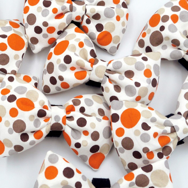 Bow tie for dogs, white with colorful dots, Collar Attachment, gift for pet Psiakrew