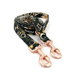 Dog Leash Zodiak width 2.5 cm, 1"  wide. pink gold, big snap hook 8 cm