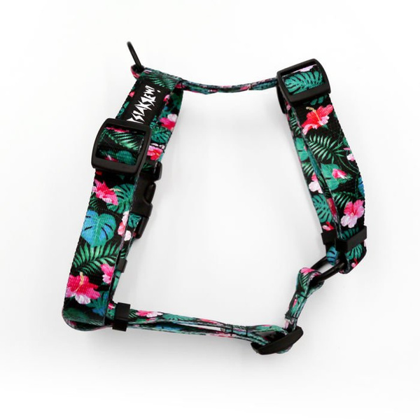 Harness for Dog, Model Tropical Monstera Guard Harness, black extras