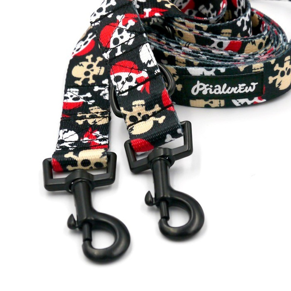 Hundeleine Pirates Psiakrew, Breite 2,5 cm, Karabiner 6 cm schwarz