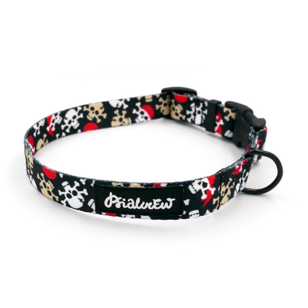 Dog Collar Psiakrew Pirates, 2 cm 0.78" wide, for smaller dogs black extras