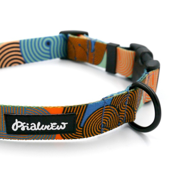 Obroża dla psa regulowana klamra zatrzaskowa Geo Snake Psiakrew 2,5 cm czarne okucia