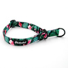Half-choke collar Tropical Monstera, 2.5 cm wide, medium and big dogs, black extras