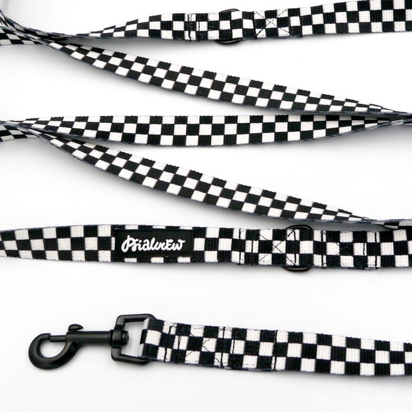 Hundeleine Checker Psiakrew Breite 2 cm breit, schwarzer Karabinerhaken 6 cm