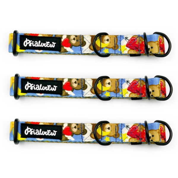 Obroża półzaciskowa Teddy Bear szeroka na 2 cm, dla małych psów, czarne dodatki