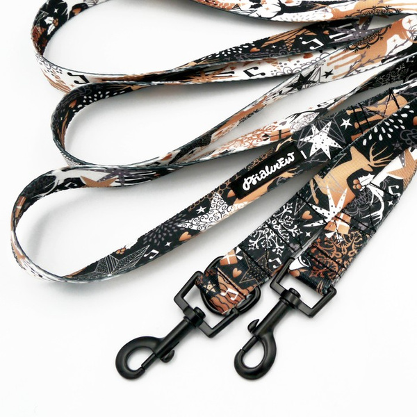 Hundeleine Deer Calls Psiakrew, Breite 2,5 cm, Karabiner 6 cm schwarz