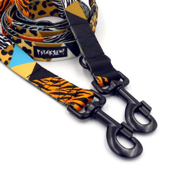 Dog Leash Wild Animals width 2.5 cm, 1"  wide, big black snap hook