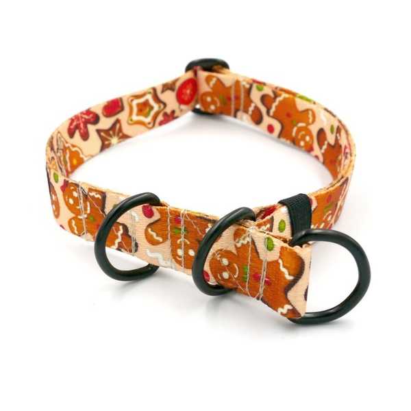 Half-choke collar Cinnamon Gingerbread Psiakrew, 2.5 cm wide, medium and big dogs, black extras