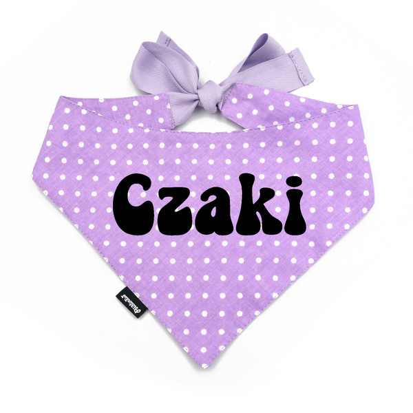 Bandana with the name of the Dog Psiakrew, personalized tied handkerchief, lilac bandana scarf