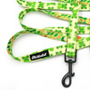 Long Dog Leash Green Frogs width 2 cm (0.78")  wide, black snap hook