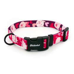Verstellbares Halsband Piggy in Love Psiakrew, 2,5 cm breit, schwarze Beschläge
