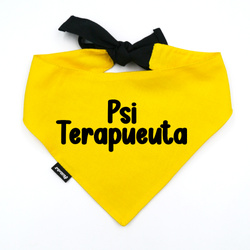 Bandana dla Psa - PSI TERAPEUTA - Psiakrew, personalizowana wiązana chusteczka, żółta apaszka