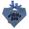 Denim Bandana with the name of the Dog Psiakrew, personalized tied handkerchief, hard rock style