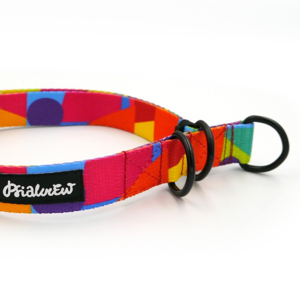 Half-choke collar Kaleidoscope Psiakrew, 2.5 cm wide, medium and big dogs, black extras