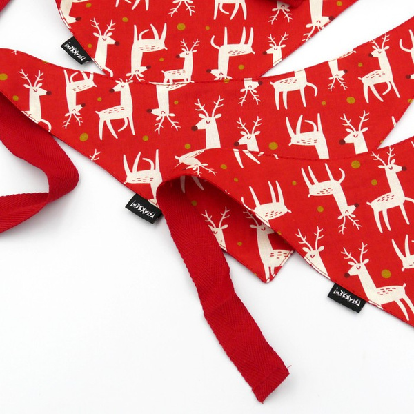 Premium Dog Bandana Rudolphs handkerchief style to tie around your pet’s neck