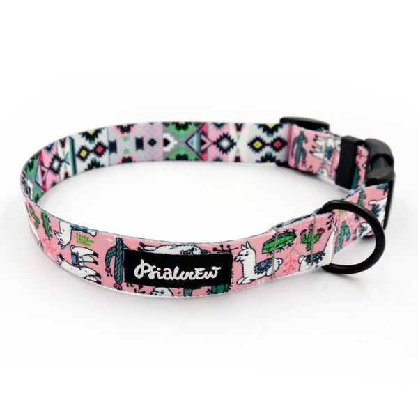 Dog Collar Psiakrew Llama 2.5 cm 1" wide, black extras
