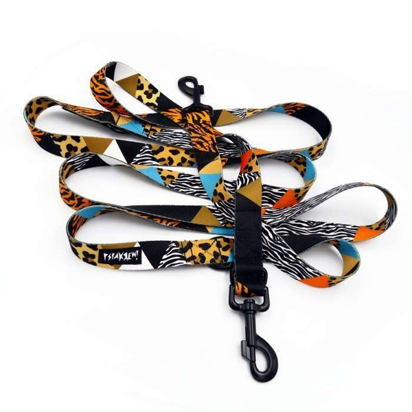 Smycz Dla Psa Przepinana Regulowana Wild Animals Psiakrew 2,5 cm, duży czarny karabińczyk 8cm