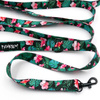 Leash for micro and small Dog; Tropical Monstera; adjustable; 2 cm wide, black small snap hook 4 cm