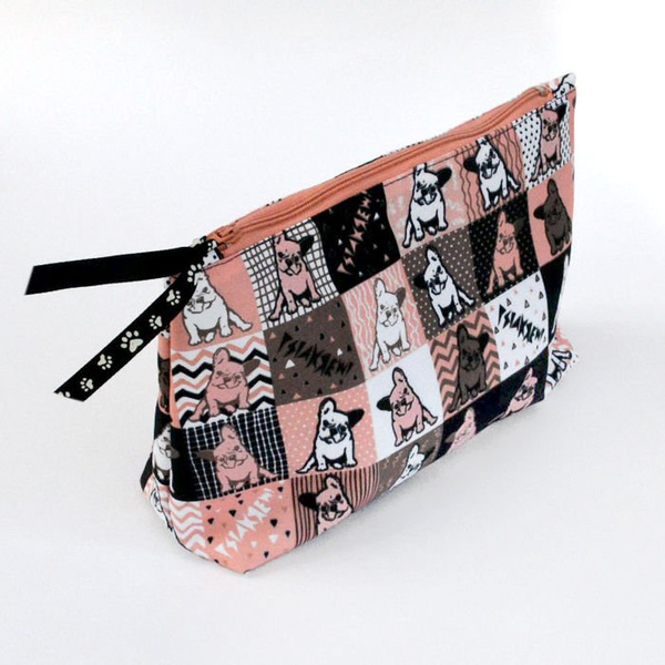 French Bulldog make-up bag , Frenchie Melancholy vanity case Psiakrew