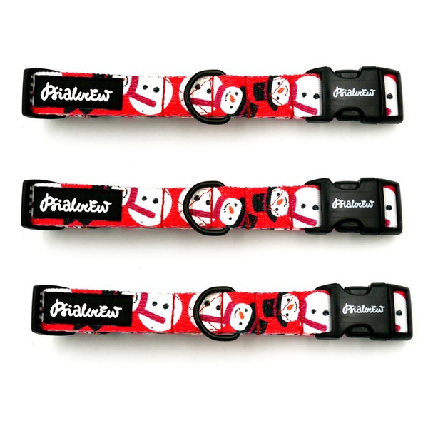 Dog Collar Psiakrew Snowman, 2 cm 0.78" wide, for smaller dogs, black extras
