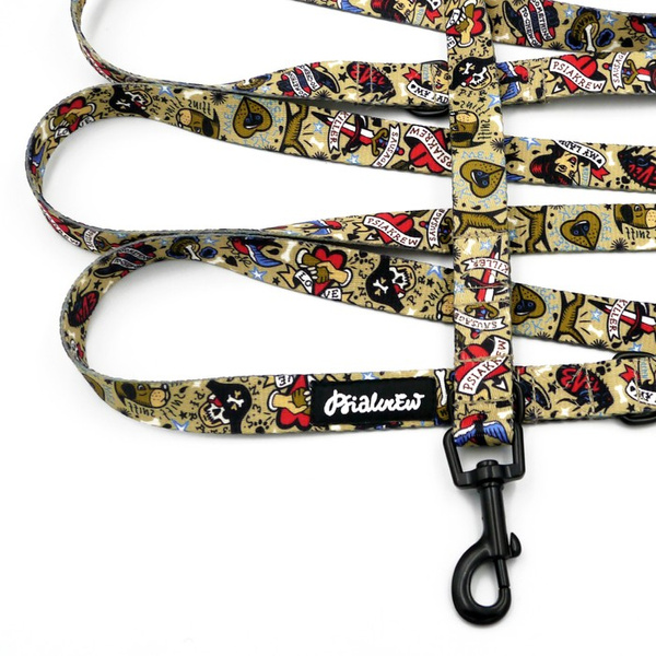 Hundeleine Dog Tattoo Flash Psiakrew Breite 2 cm, schwarzer Karabinerhaken 6 cm