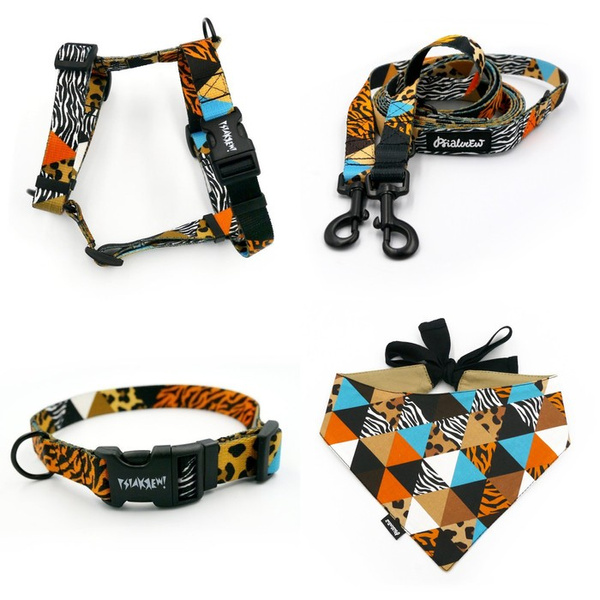 ACCESSORY KIT. Small dog. Wild Animals Psiakrew Series; Collar, Harness, Leash, Bandana