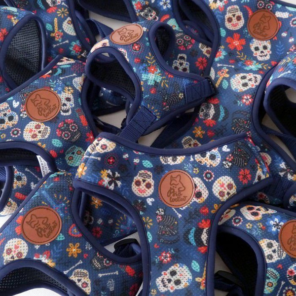 Szelki dla Psa Día de los Muertos bezuciskowe Wygodne Ultramiękkie Psiakrew