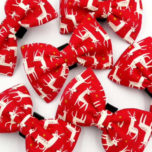 Christmas Dog Bow Tie Rudolphs, Pet Bow Tie, Bowtie, Collar Attachment