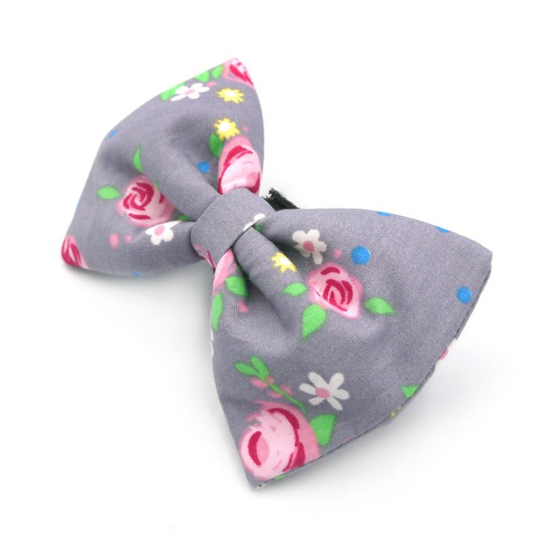 Gray Dog Bow Tie Rosa, Pet Bow Tie, Bowtie, Collar Attachment