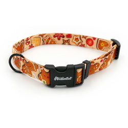 Verstellbares Halsband Zimt-Lebkuchen Psiakrew, 2cm breit, schwarze Beschläge