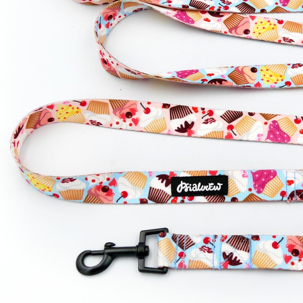 Dog Leash Hot Sweetness width 2.5 cm, 1" wide, snap hook black 6cm