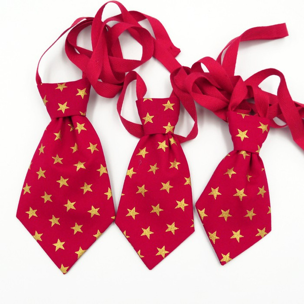 Red Christmas tie with gold stars for a dog Psiakrew