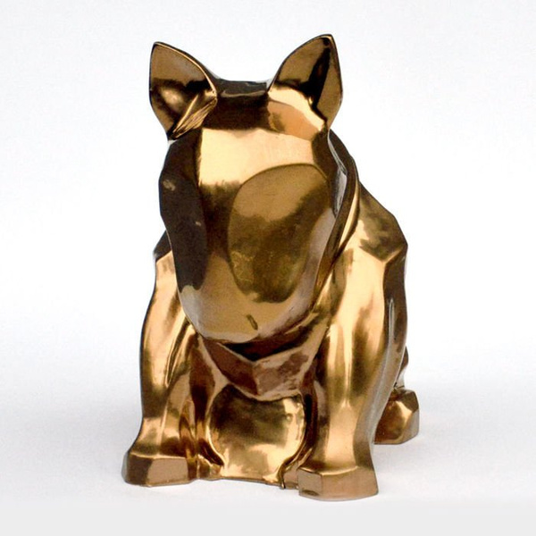 Golden Bullterrier-Hundeskulptur Bling Bling!