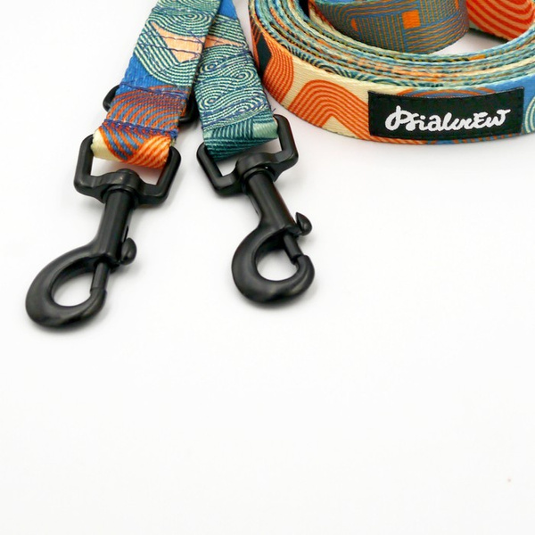 Long Dog Leash Geo Snake Psiakrew width 2 cm (0.78"), black snap hook 6 cm