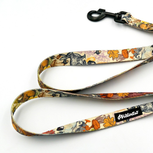 Hundeleine Forest Treasures Psiakrew Breite 2,5 cm, 1" breit, kräftiger schwarzer Karabiner 8cm