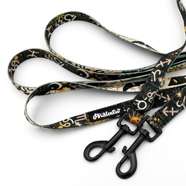 Long Dog Leash Zodiak Psiakrew width 2 cm (0.78"), black snap hook 7 cm (3,15")