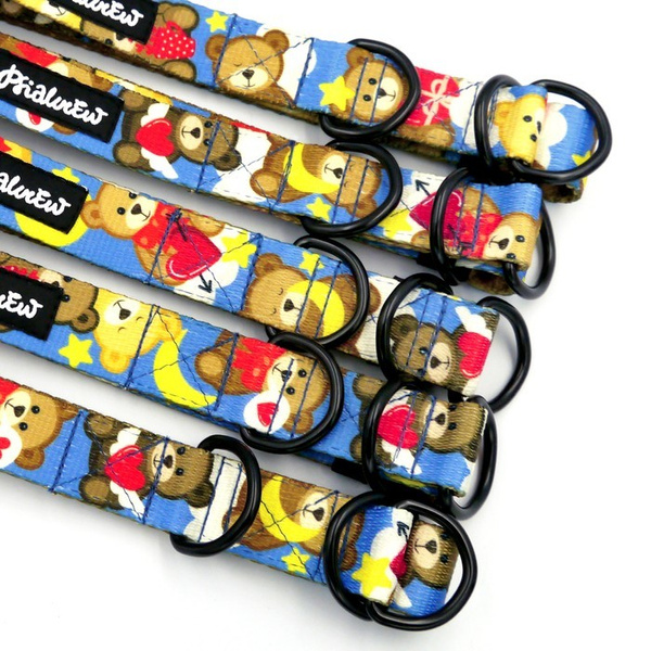 Obroża półzaciskowa Teddy Bear Psiakrew 2,5 cm, dla średnich i większych psów, czarne dodatki