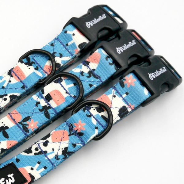 Dog Collar Psiakrew Spotted Cow, 2 cm 0.78" wide, for smaller dogs black extras